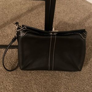 Coach black leather wristlet